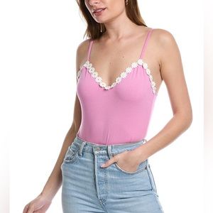 Bcbgeneration pink ribbed daisy bodysuit size medium nwot